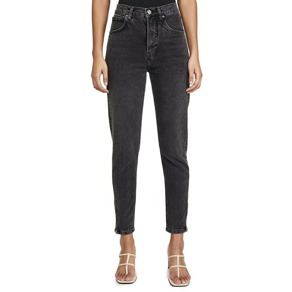 REFORMATION Women's Sz 31 Yuma Gray 80's Jean Ultra High Cigarette Ankle Zip